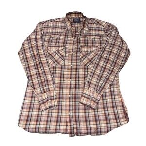 Vintage Dee Cee Rangers Shirt Mens Large Red Plaid Western Pearl Snap USA 70s